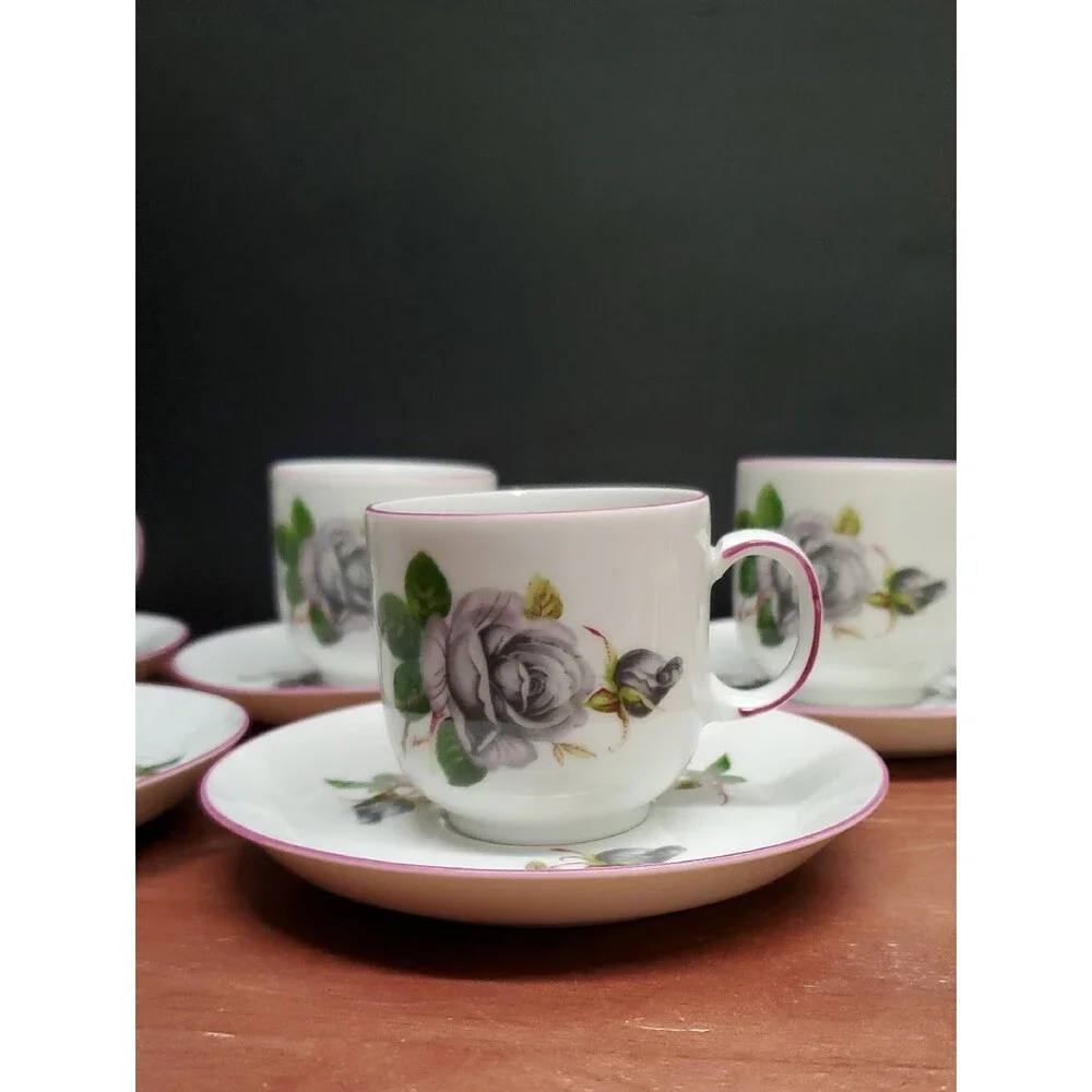 Winterling Bavaria Porcelain China 5 Place Floral Rose Tea Cup Set